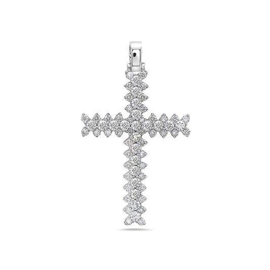 Unisex 14K White Gold Cross Pendant with 2.30 CT Diamonds