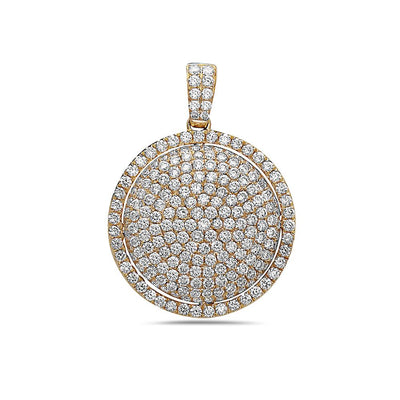 Men's 14K Yellow Gold Circle Pendant with 3.28 CT Diamonds