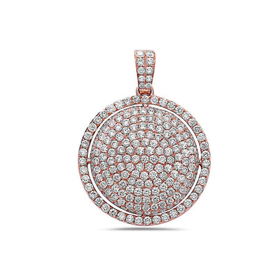 14K Rose Gold Circle Pendant with 3.37 CT Diamonds