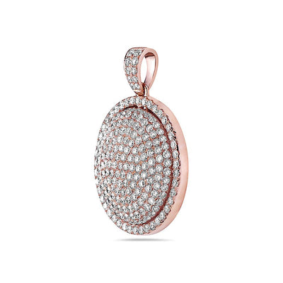 14K Rose Gold Circle Pendant with 3.37 CT Diamonds