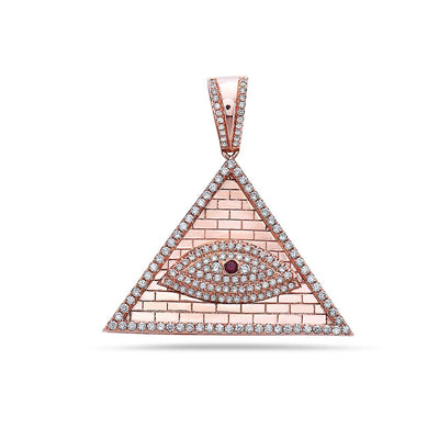 14K Rose Gold Eye of Providence Pendant with 1.92 CT Diamonds