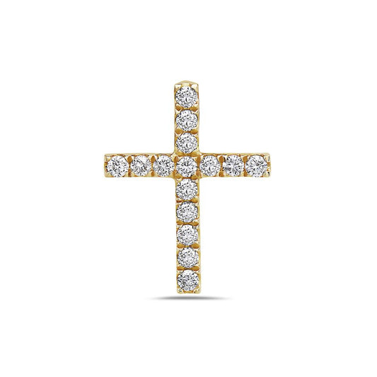 Unisex 18K Yellow Gold Cross Pendant with 0.30 CT Diamonds