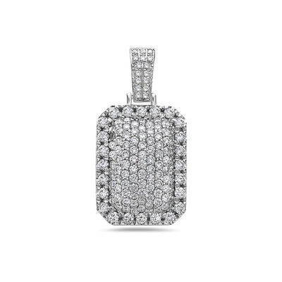 Unisex 14K White Gold Dog Tag Pendant with 3.52 CT Diamonds