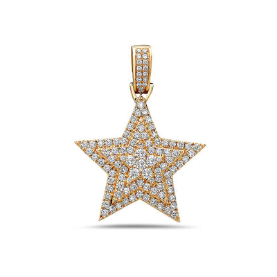 14K Yellow or White Gold Star Women's Pendant With 1.35 CT Diamonds