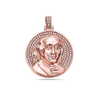 14K Rose Gold History Characters Pendant With 0.40 CT Diamonds