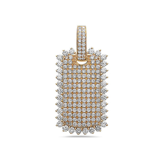 Men's 14K Yellow Gold Dog Tag Pendant with 2.30 CT Diamonds