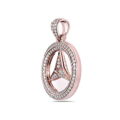 Unisex 14K Rose Gold Mercedes Pendant with 1.31 CT Diamonds