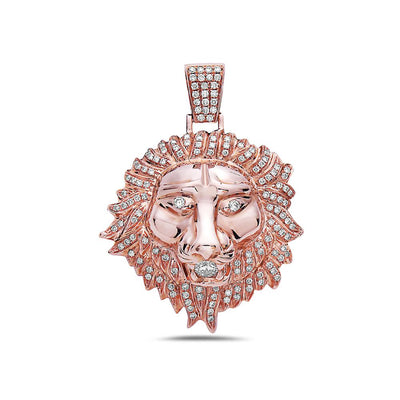 14K Rose Gold Lion Pendant With 1.62 CT Diamonds