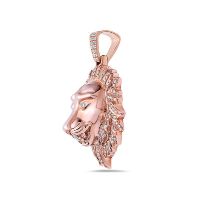 14K Rose Gold Lion Pendant With 1.62 CT Diamonds