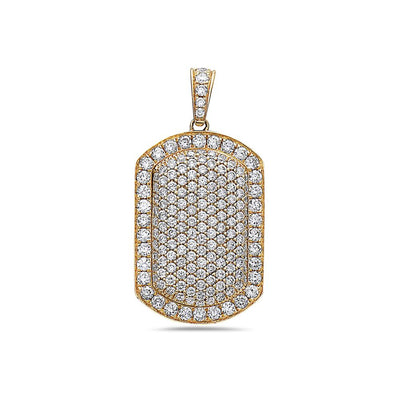 Men's 14K Yellow Gold Dog Tag Pendant with 2.25 CT Diamonds