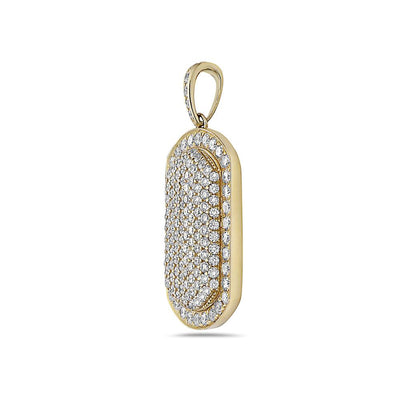 Men's 14K Yellow Gold Dog Tag Pendant with 2.25 CT Diamonds