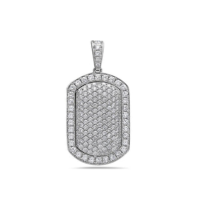 Men's 14K White Gold Dog Tag Pendant with 2.25 CT Diamonds