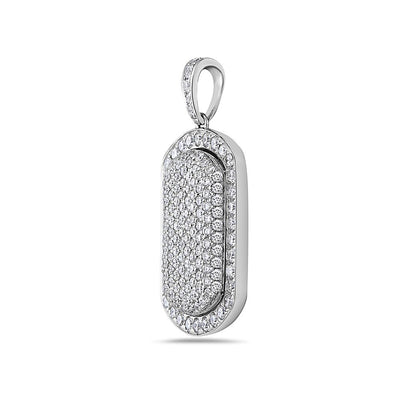 Men's 14K White Gold Dog Tag Pendant with 2.25 CT Diamonds