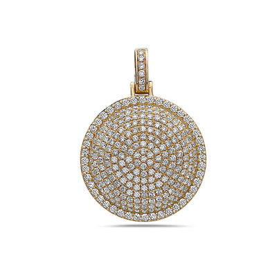 Men's 14K Yellow Gold Circle Pendant with 3.71 CT Diamonds