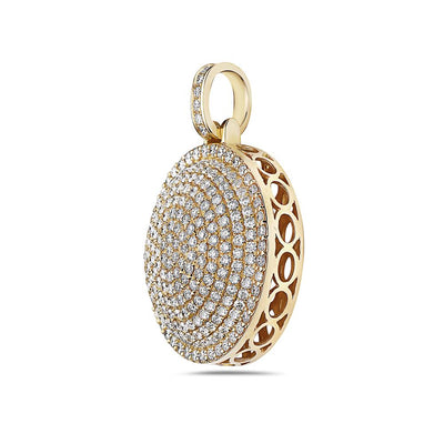 Men's 14K Yellow Gold Circle Pendant with 3.71 CT Diamonds