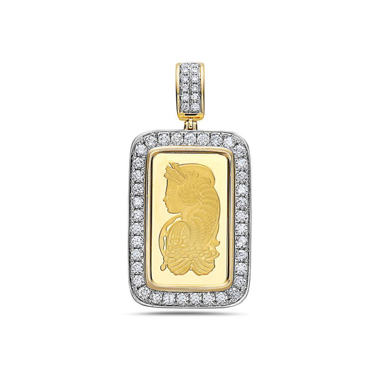 14K Yellow Gold Greek figure with Frame Pendant With 2.06 CT Diamonds