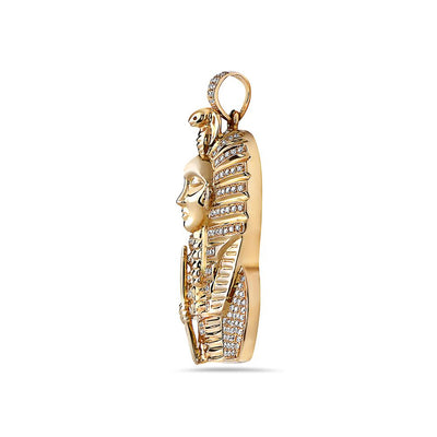 14K Yellow Gold Egyptian Figure Pendant With 0.65 CT Diamonds