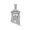 Men's 14K White Gold Jesus Head Pendant with 1.35 CT Diamonds