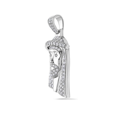 Men's 14K White Gold Jesus Head Pendant with 1.35 CT Diamonds