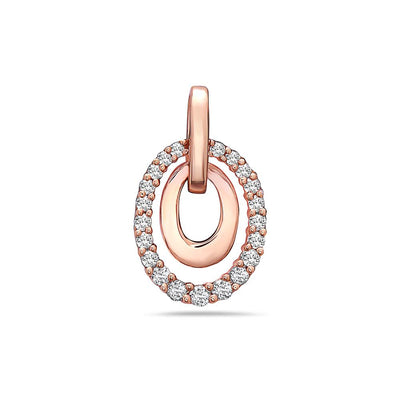 Double Oval Lines Pendant With 0.40 CT Diamonds available in Rose & White Gold