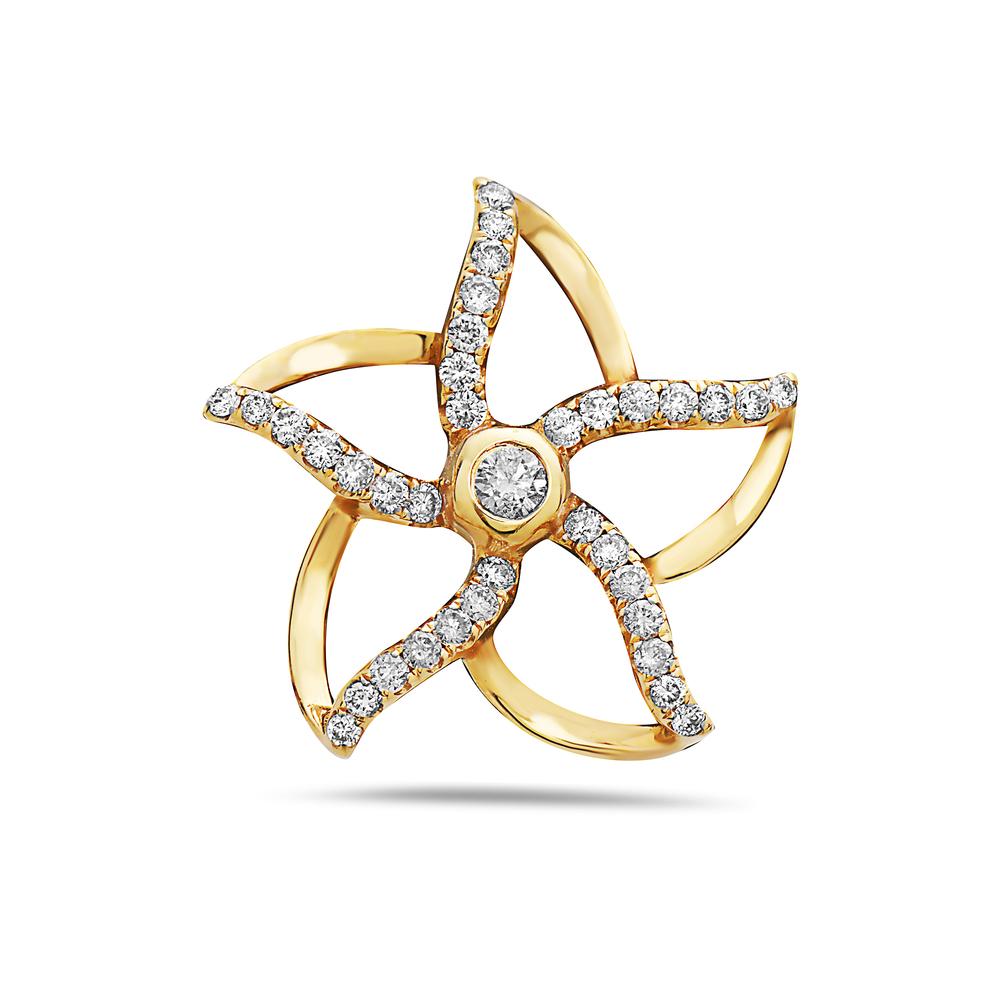 18K Yellow Gold Flower Pendant With 0.28 CT Diamonds