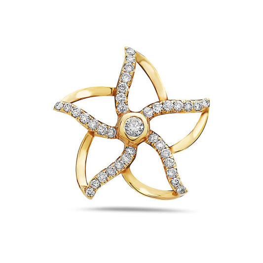 18K Yellow Gold Flower Pendant With 0.28 CT Diamonds