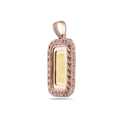 14K Rose Gold Curb Link Fortuna Pendant with 1.80 CT Diamonds