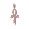 Unisex 14K Rose Gold Flame Cross Pendant With 2.20 CT Diamonds