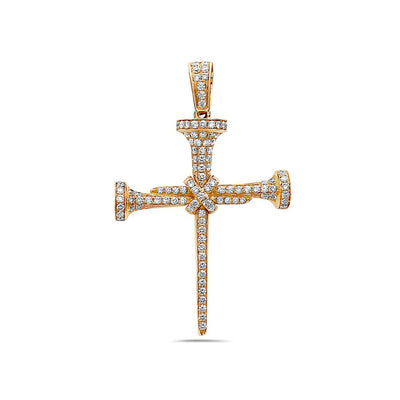 Gold Nails Cross Women's Pendant With 2.65 CT Diamonds available in rose and Yellow Gold