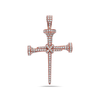 Gold Nails Cross Women's Pendant With 2.65 CT Diamonds available in rose and Yellow Gold