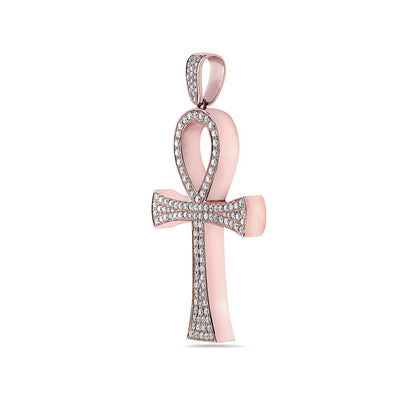 Unisex 14K Rose Gold Ankh Pendant with 3.25 CT Diamonds