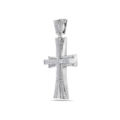 Unisex 14K White Gold Cross Pendant with 14.38 CT Diamonds