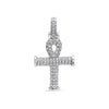 Unisex 14K White Gold Ankh Pendant with 0.38 CT Diamonds