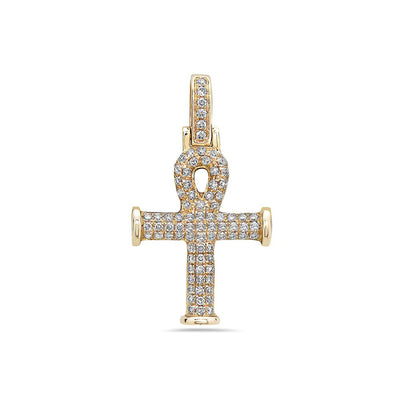 14K Yellow Gold Ankh Pendant with 0.38 CT Diamonds