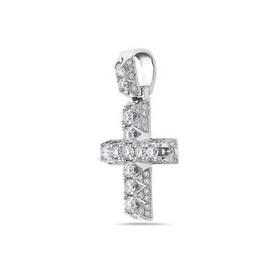 Unisex  14K White Gold Cross Pendant with 1.40 CT Diamonds