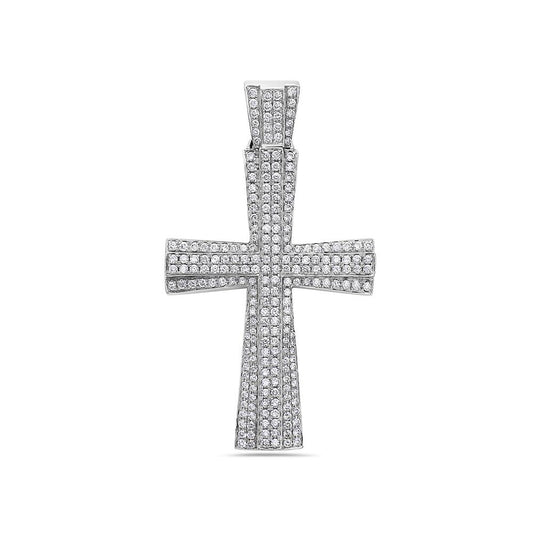 14K White Gold Cross Pendant with 3.59 CT Diamonds