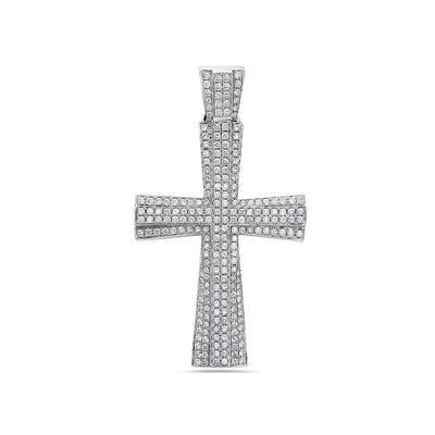 14K White Gold Cross Pendant with 3.59 CT Diamonds