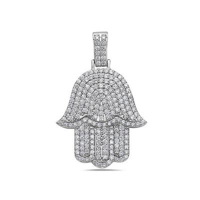 Men's 14K White Gold Hamsa Pendant with 2.95 CT Diamonds