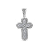 Unisex 14K White Gold Rounded Cross Women's Pendant with 4.0CT Diamonds