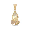 10K Yellow Gold Praying Hands Women's Pendant with 0.70CT Diamonds