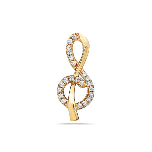 18K Yellow Gold Clef Women's Pendant with 0.20CT Diamonds