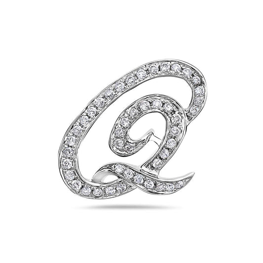 14K White Gold Letter Q Women's Pendant with 0.36CT Diamonds