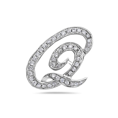 14K White Gold Letter Q Women's Pendant with 0.36CT Diamonds