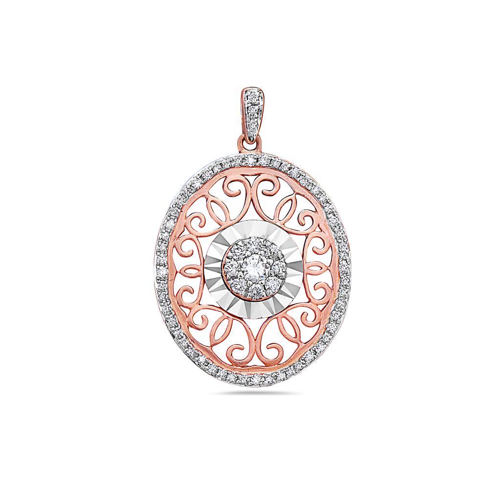 18K Rose Gold Oval Women's Pendant with 0.45CT Diamonds