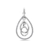 18K White Gold Floating Oval Chain Women's Pendant with 0.40CT Diamonds