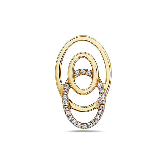 18K Yellow Gold Floating Ovals Women's Pendant with 0.22CT Diamonds