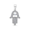 18K White Gold "Hamsa" Hand Women's Pendant with 0.20CT Diamonds