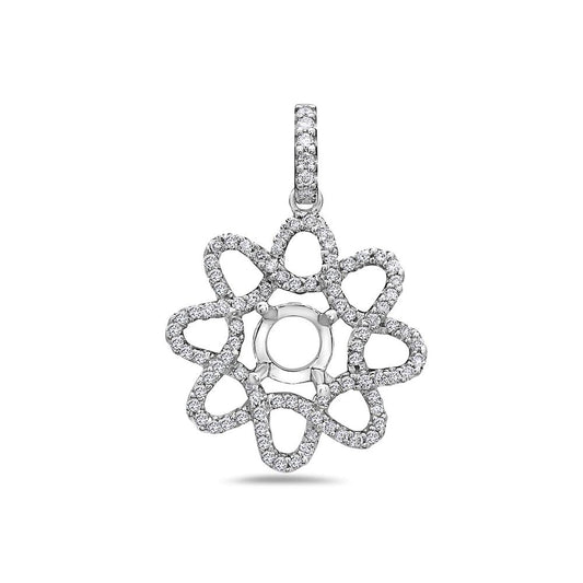 18K White Gold Flower Women's Pendant with 0.72CT Diamonds