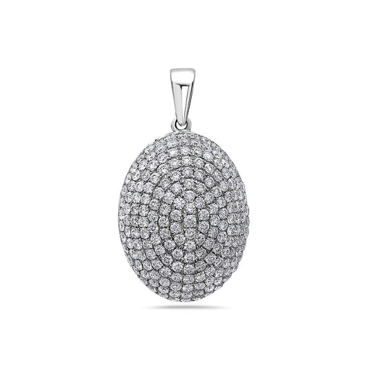 18K White Gold Oval Women's Pendant with 2.15CT Diamonds