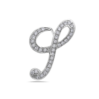 14K White Gold Letter "G" Women's Pendant with 0.25CT Diamonds